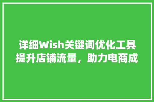 详细Wish关键词优化工具提升店铺流量，助力电商成功_wish关键词优化工具