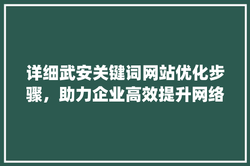 详细武安关键词网站优化步骤，助力企业高效提升网络曝光_武安关键词网站优化