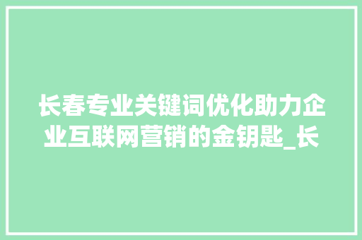 长春专业关键词优化助力企业互联网营销的金钥匙_长春专业关键词优化价格