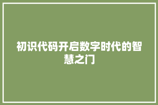 初识代码开启数字时代的智慧之门