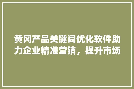 黄冈产品关键词优化软件助力企业精准营销，提升市场竞争力_黄冈产品关键词优化软件