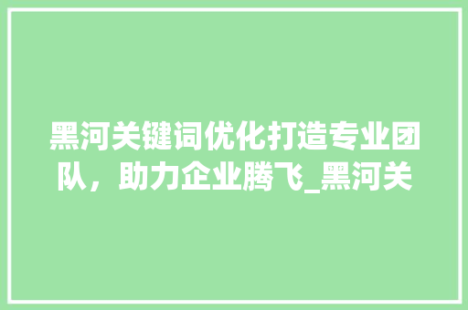 黑河关键词优化打造专业团队，助力企业腾飞_黑河关键词优化专业团队