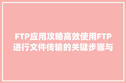 FTP应用攻略高效使用FTP进行文件传输的关键步骤与优化方法_怎么使用ftp做关键词优化