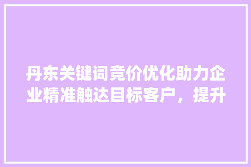 丹东关键词竞价优化助力企业精准触达目标客户，提升市场竞争力_丹东关键词竞价优化公司
