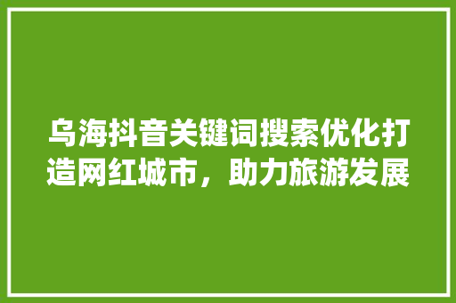 乌海抖音关键词搜索优化打造网红城市，助力旅游发展_乌海抖音搜索关键词优化