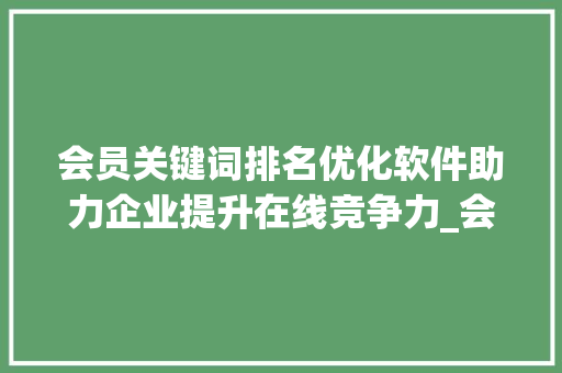 会员关键词排名优化软件助力企业提升在线竞争力_会员关键词排名优化软件
