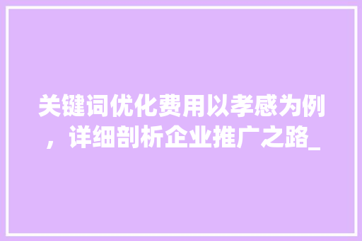关键词优化费用以孝感为例，详细剖析企业推广之路_孝感关键词优化费用多少