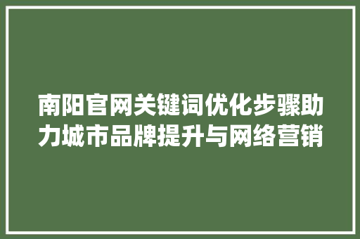 南阳官网关键词优化步骤助力城市品牌提升与网络营销_南阳官网关键词优化方法