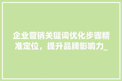 企业营销关键词优化步骤精准定位，提升品牌影响力_公司营销关键词优化步骤