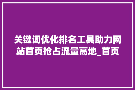 关键词优化排名工具助力网站首页抢占流量高地_首页关键词优化排名工具