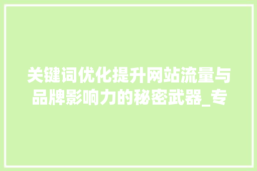 关键词优化提升网站流量与品牌影响力的秘密武器_专注关键词优化推广