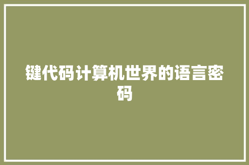 键代码计算机世界的语言密码