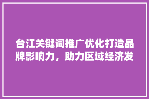 台江关键词推广优化打造品牌影响力，助力区域经济发展_台江关键词推广优化