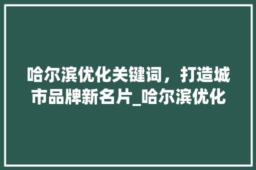 哈尔滨优化关键词，打造城市品牌新名片_哈尔滨优化关键词产品