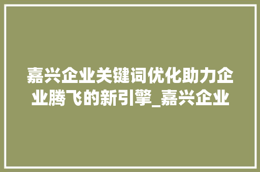 嘉兴企业关键词优化助力企业腾飞的新引擎_嘉兴企业关键词优化