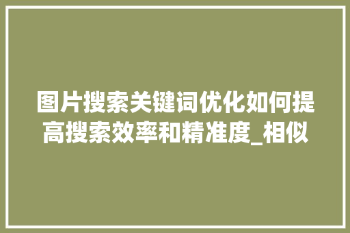 图片搜索关键词优化如何提高搜索效率和精准度_相似图片搜索关键词优化