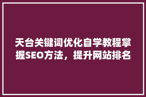 天台关键词优化自学教程掌握SEO方法，提升网站排名_天台关键词优化自学教程