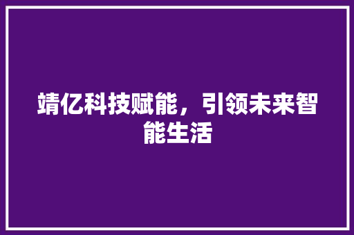 靖亿科技赋能，引领未来智能生活