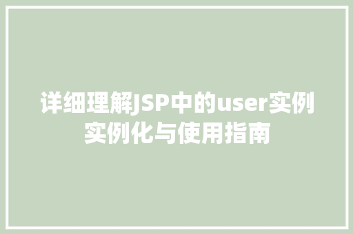 详细理解JSP中的user实例实例化与使用指南