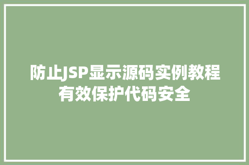 防止JSP显示源码实例教程有效保护代码安全