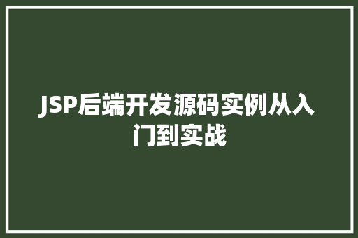 JSP后端开发源码实例从入门到实战