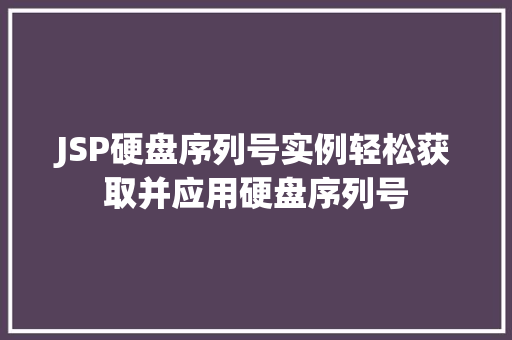 JSP硬盘序列号实例轻松获取并应用硬盘序列号 第1张 JSP硬盘序列号实例轻松获取并应用硬盘序列号 第1张