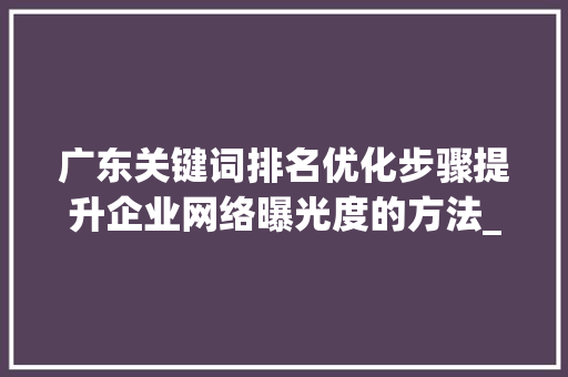 广东关键词排名优化步骤提升企业网络曝光度的方法_广东关键词排名方式优化