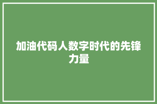 加油代码人数字时代的先锋力量