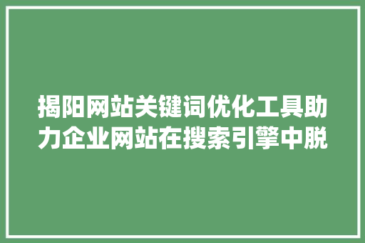 揭阳网站关键词优化工具助力企业网站在搜索引擎中脱颖而出_揭阳网站关键词优化工具  第1张