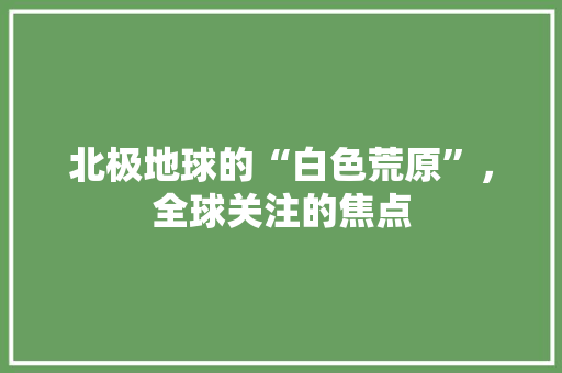 北极地球的“白色荒原”，全球关注的焦点