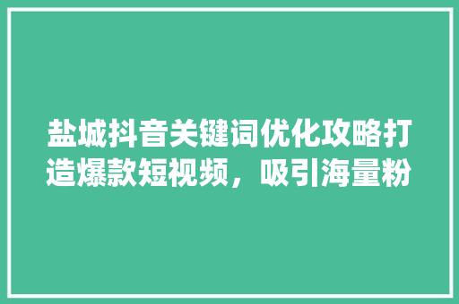 盐城抖音关键词优化攻略打造爆款短视频，吸引海量粉丝_盐城抖音关键词优化教程