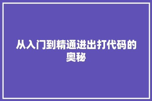 从入门到精通进出打代码的奥秘  第1张