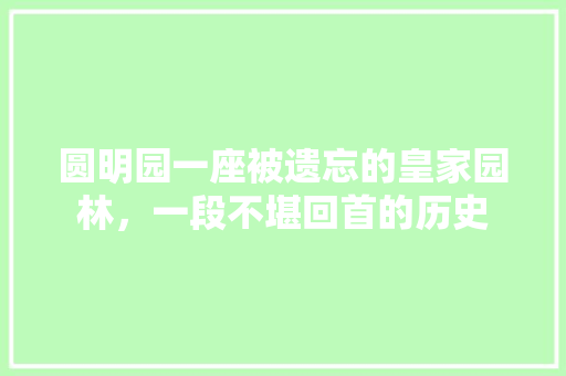 圆明园一座被遗忘的皇家园林，一段不堪回首的历史