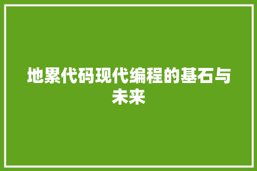 地累代码现代编程的基石与未来