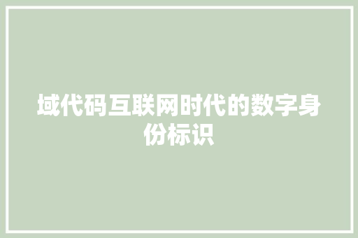 域代码互联网时代的数字身份标识