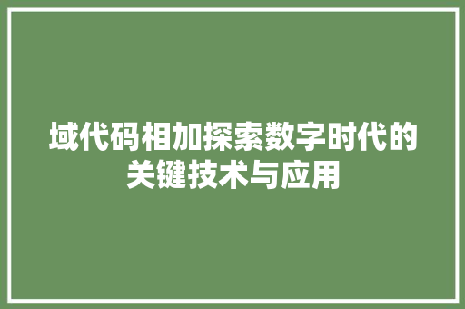 域代码相加探索数字时代的关键技术与应用  第1张