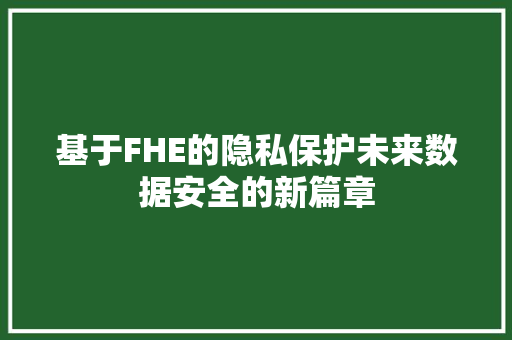 基于FHE的隐私保护未来数据安全的新篇章