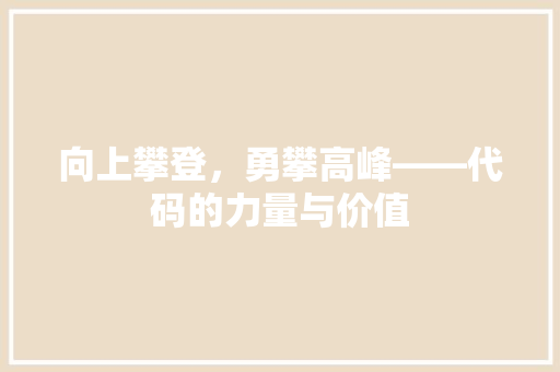 向上攀登，勇攀高峰——代码的力量与价值