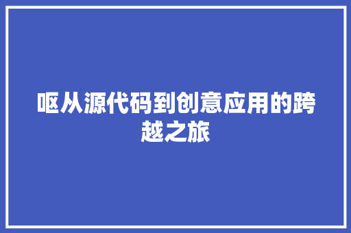 呕从源代码到创意应用的跨越之旅