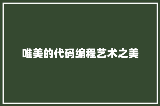 唯美的代码编程艺术之美