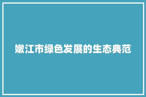 嫩江市绿色发展的生态典范