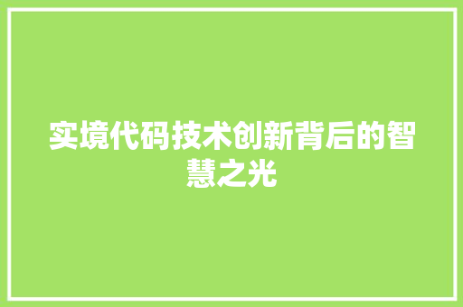 实境代码技术创新背后的智慧之光