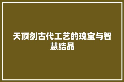 天顶剑古代工艺的瑰宝与智慧结晶