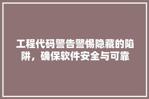 工程代码警告警惕隐藏的陷阱，确保软件安全与可靠