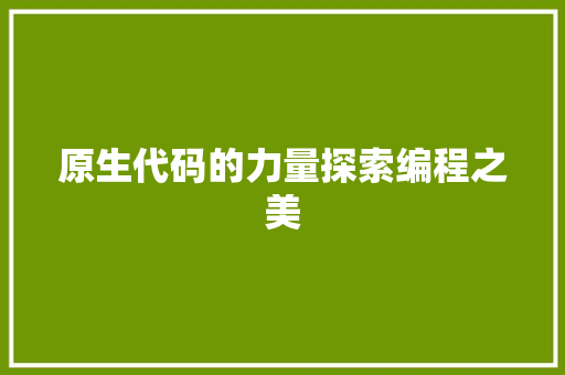 原生代码的力量探索编程之美