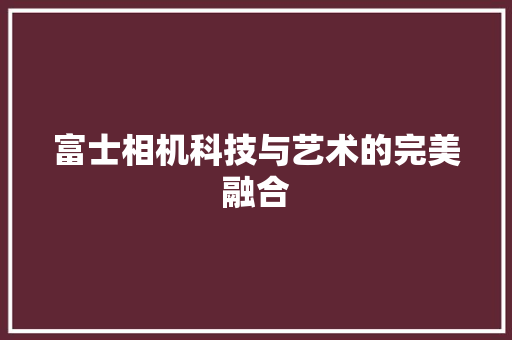 富士相机科技与艺术的完美融合