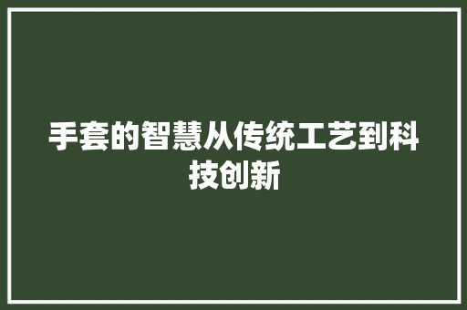 手套的智慧从传统工艺到科技创新