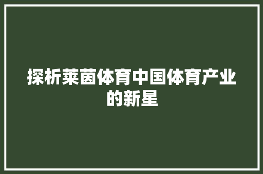 探析莱茵体育中国体育产业的新星