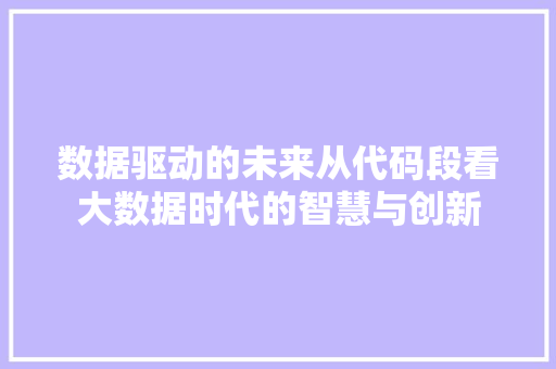 数据驱动的未来从代码段看大数据时代的智慧与创新
