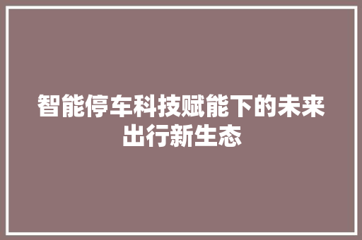 智能停车科技赋能下的未来出行新生态